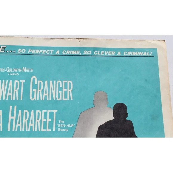 Vtg 1961 THE SECRET PARTNER Movie Poster Litho STEWART GRANGER HAYA HARAREET - Picture 5 of 5